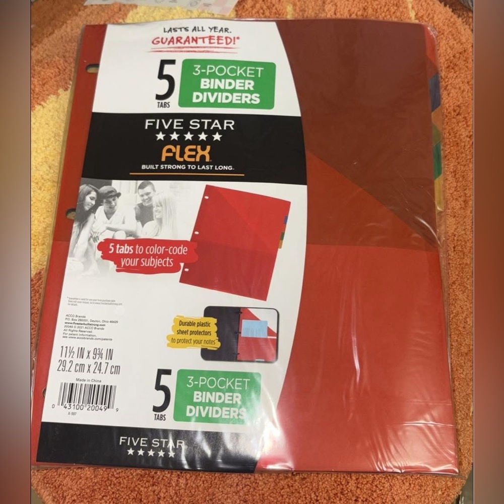 5/$5 Colorful binder dividers
